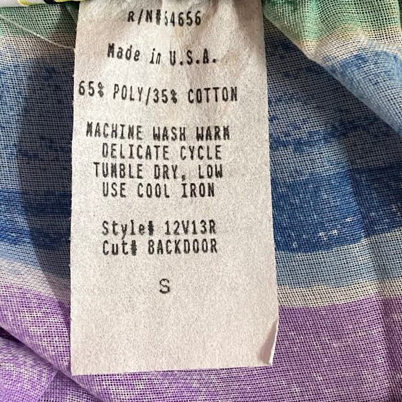 Vintage 80s 90s NOS Two Potato Tiered Midi Skirt S Pastel Boho Coastal Sheer - Picture 9 of 9